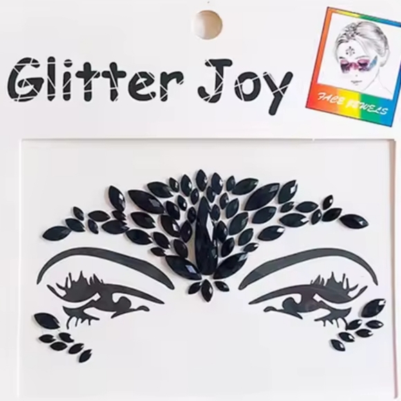 3D Glitter Joy Black Face Jewels - Picture 1 of 1